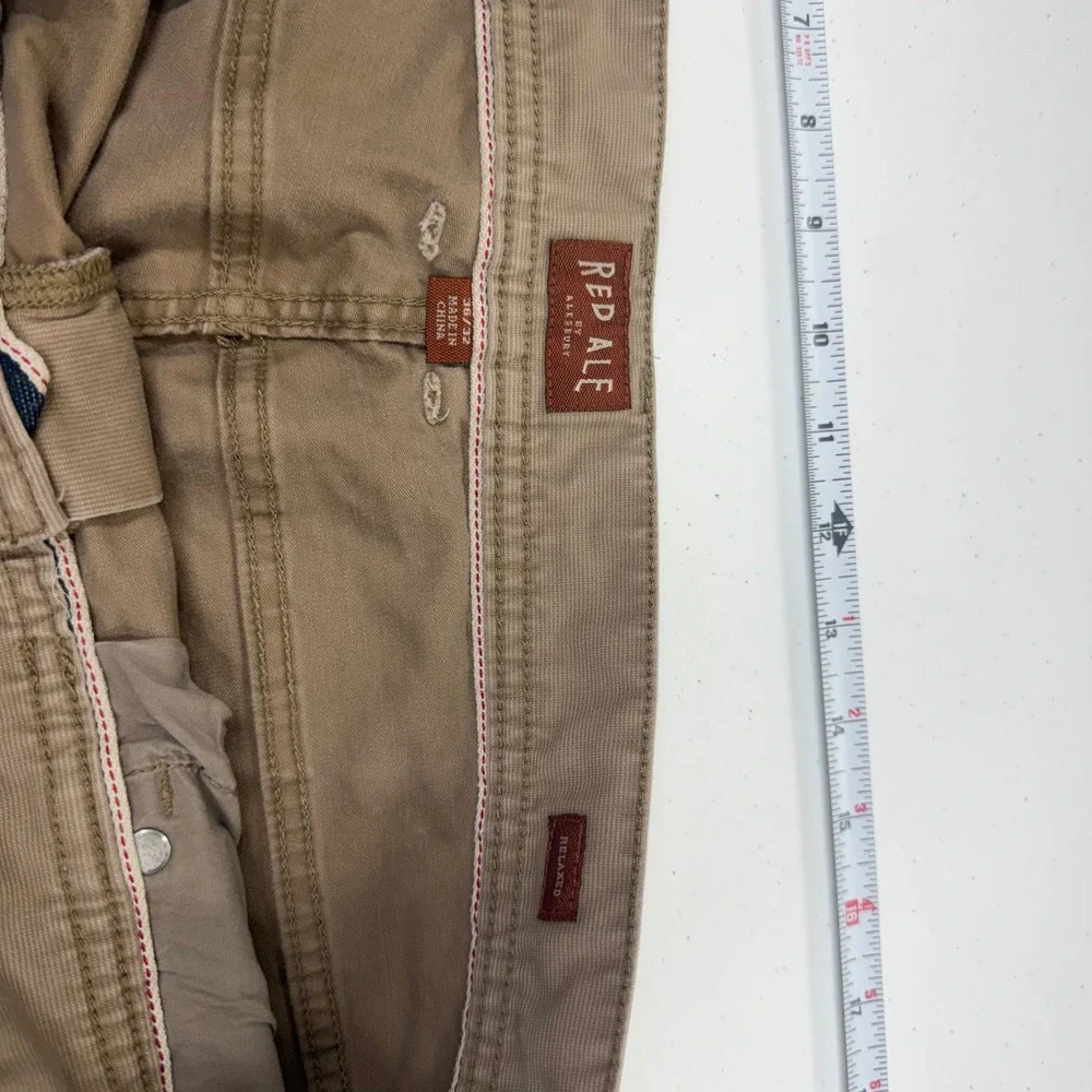Red Ale by Alesbury Mens Relaxed Straight Pants 36x32 Khaki Tan 5 Pocket Stretch